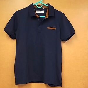 Calvin Klein Size L Navy Blue Polo